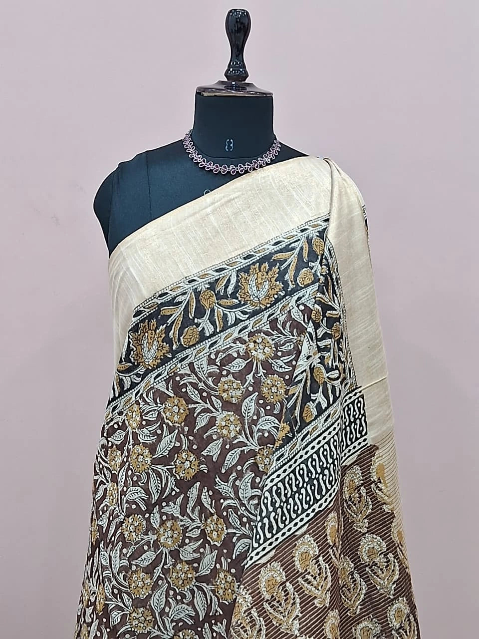 Brown Linen Saree 1
