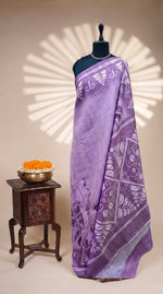 Light Lavender Plain Crush Silk Saree