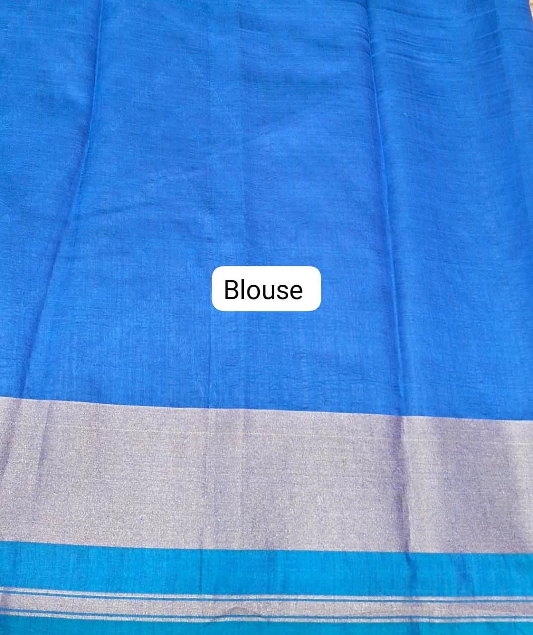 Royal Blue Raw Silk Saree Blouse