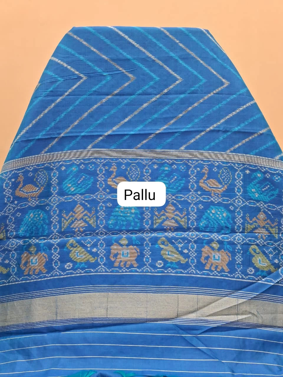 Royal Blue Raw Silk Saree Pallu