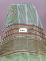 Pista Green Pure Linen Saree Pallu