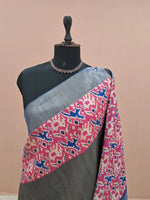 Stone Grey Tussar Saree 1