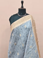 Baby Blue Linen Saree 1