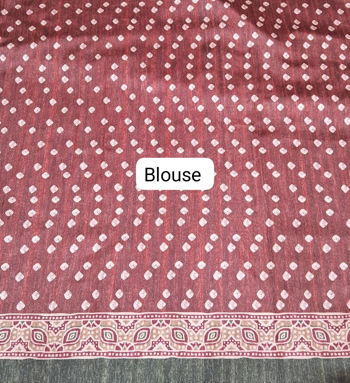 Bottle Green Tussar Crepe Silk Saree Blouse
