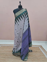 Pale Grey Tussar Saree