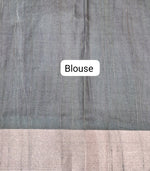 Pale Grey Tussar Saree blouse