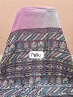 Pearl White and onion pink Satin Saree pallu