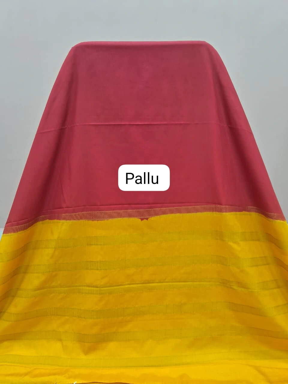 Tomato Red Mysore Crepe Silk Saree pallu