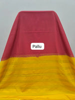 Tomato Red Mysore Crepe Silk Saree pallu