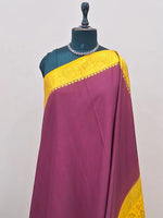 Dark Wine Plain Mysore Crepe Silk Saree 1