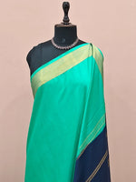 Aqua Green Plain Mysore Crepe Silk Saree 1