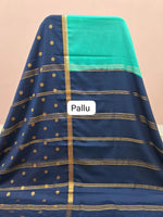 Aqua Green Plain Mysore Crepe Silk Saree pallu