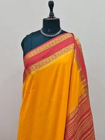 Dark Yellow Mysore Crepe Silk Saree 1