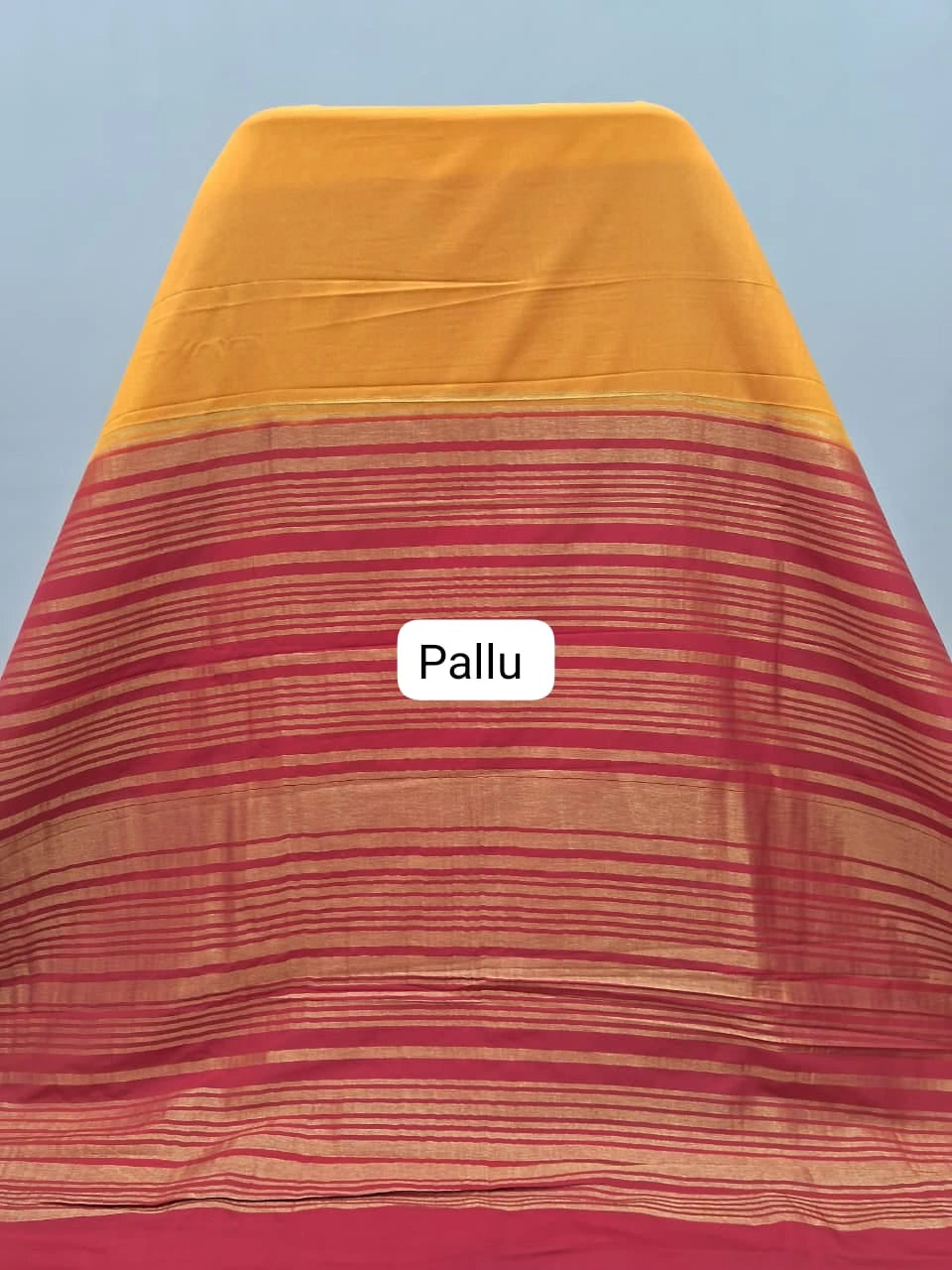 Dark Yellow Mysore Crepe Silk Saree pallu