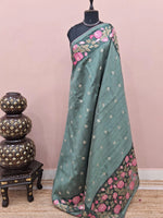 Light Mint Green Tussar Saree