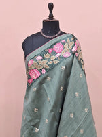 Light Mint Green Tussar Saree 1