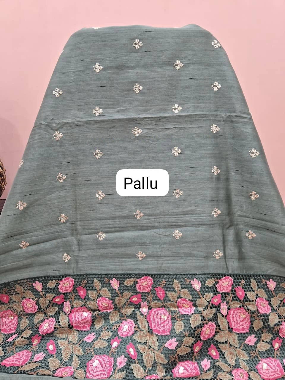 Light Mint Green Tussar Saree Pallu