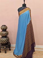 Baby Blue Plain Crepe Silk Saree 