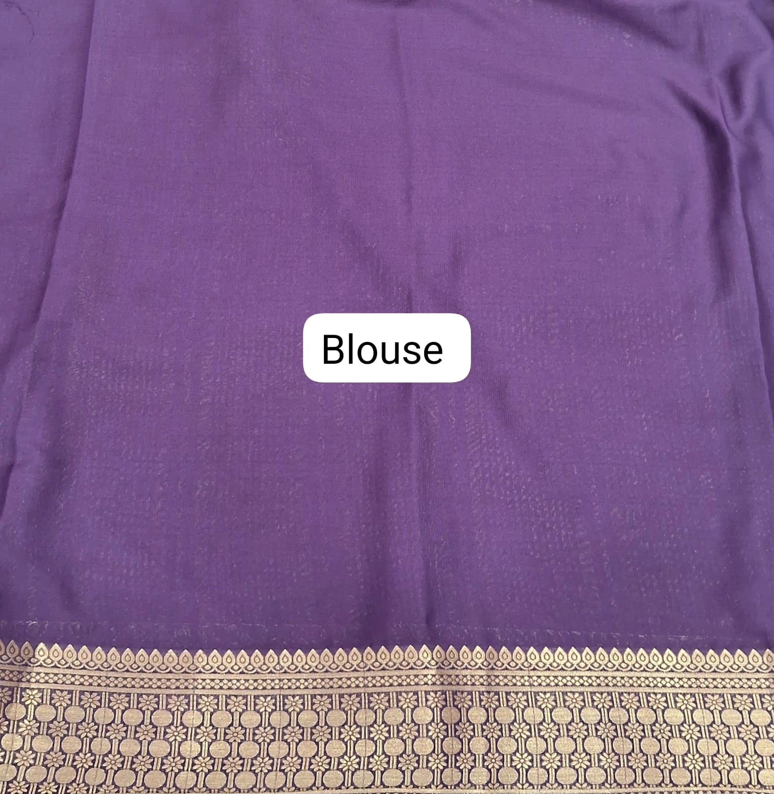 Baby Blue Plain Crepe Silk Saree blouse