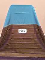 Baby Blue Plain Crepe Silk Saree pallu