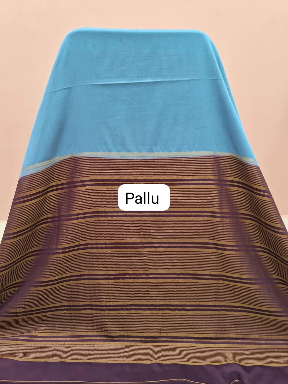 Baby Blue Plain Crepe Silk Saree pallu