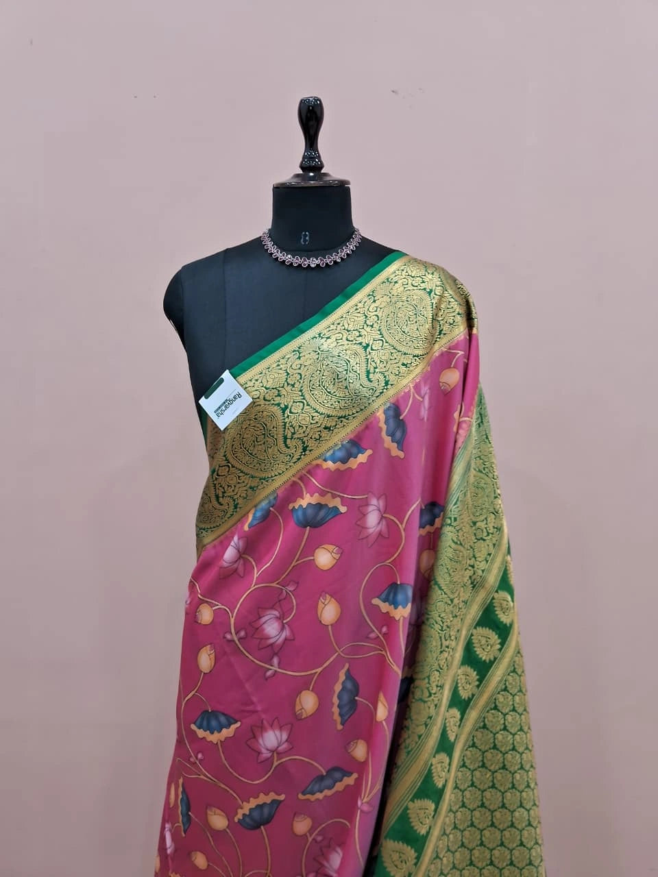 Pink Crepe Silk Saree 1