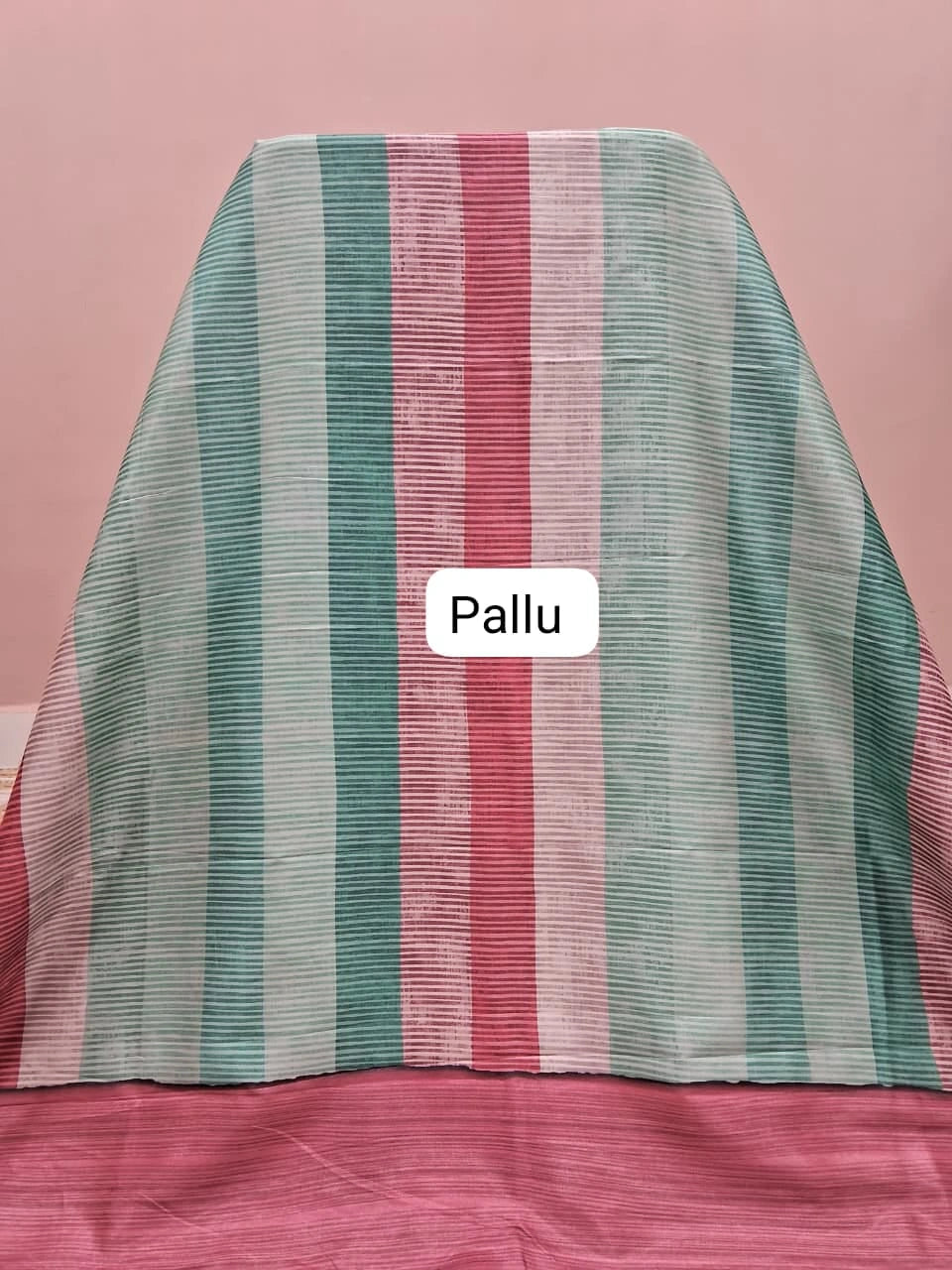 Mint Green Satin Tussar Silk Saree Pallu