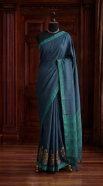Dark Grey Tussar Saree