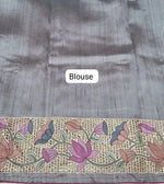 Elephant Grey Plain Tussar Saree Blouse