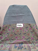 Elephant Grey Plain Tussar Saree pallu