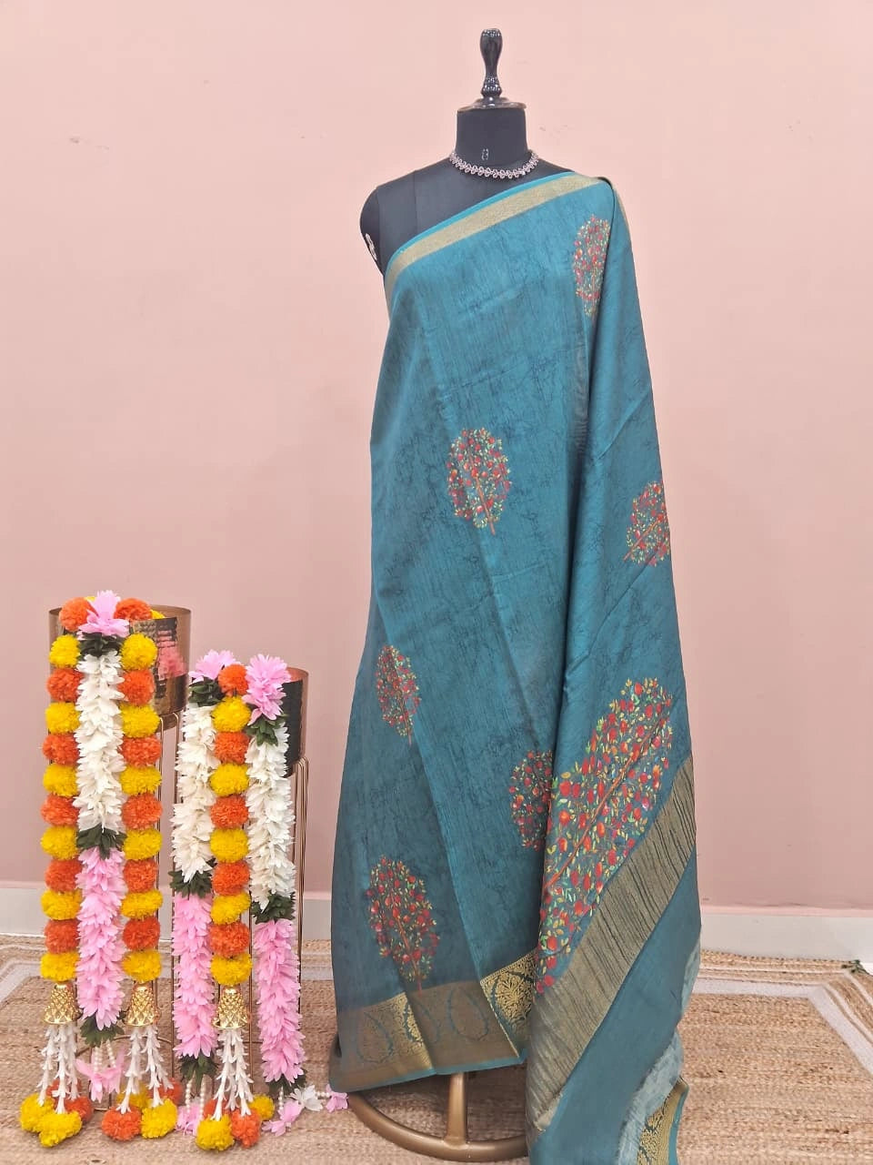 Light Blue Moonga Tussar Silk Saree