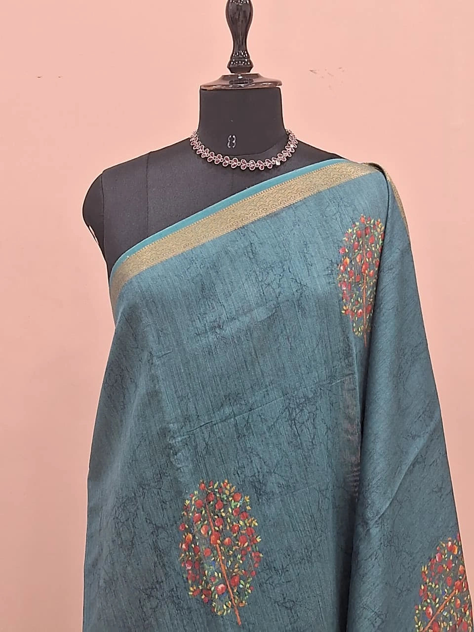 Light Blue Moonga Tussar Silk Saree 1