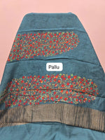 Light Blue Moonga Tussar Silk Saree Pallu