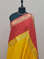 Yellow Plain Mysore Crepe Silk Saree 1