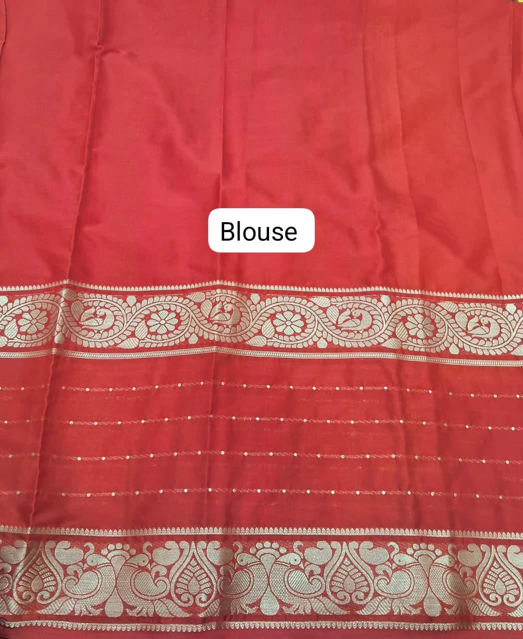 Yellow Plain Mysore Crepe Silk Saree blouse