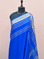 Royal Blue Plain Mysore Crepe Silk Saree 1