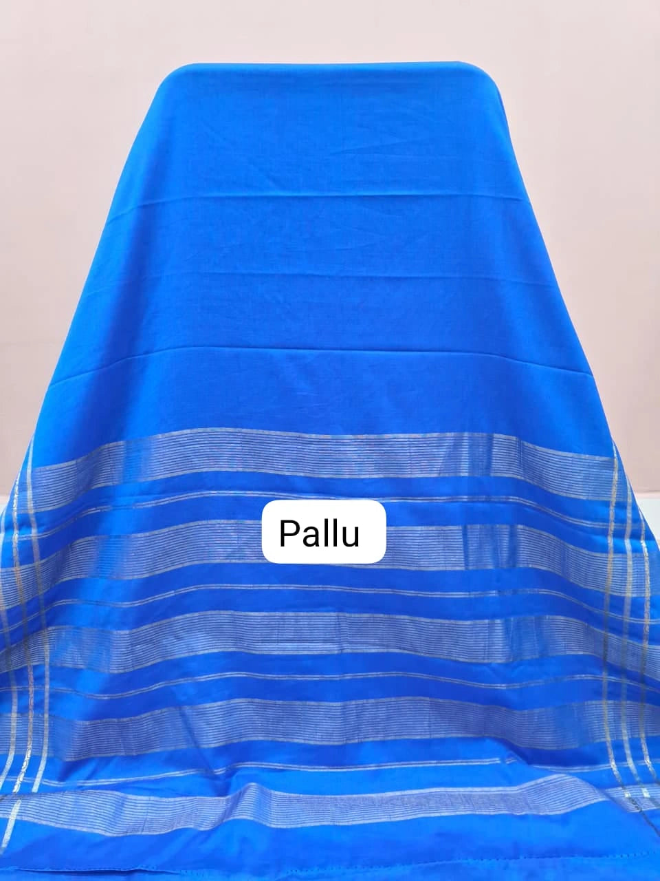 Royal Blue Plain Mysore Crepe Silk Saree pallu