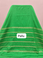 Leaf Green Plain Mysore Crepe Silk Saree pallu