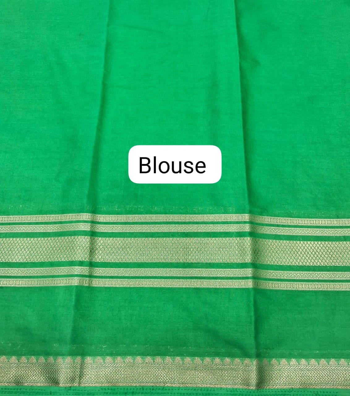 Leaf Green Plain Mysore Crepe Silk Saree blouse