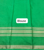 Leaf Green Plain Mysore Crepe Silk Saree blouse