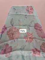 Light Mint Blue Tissue Tussar Saree pallu