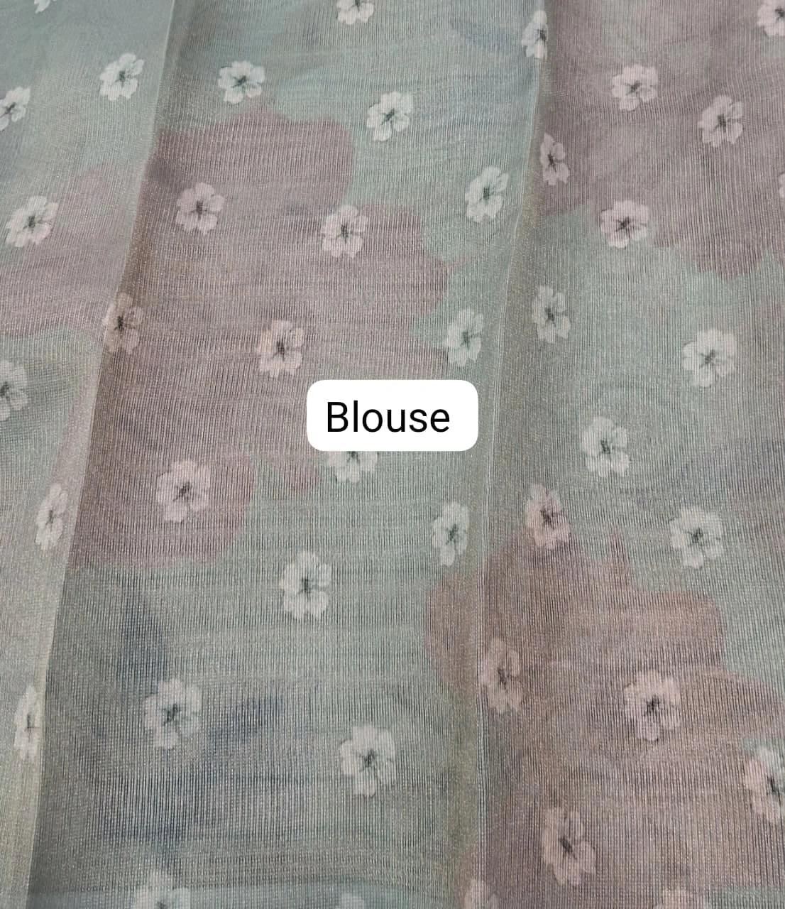Light Mint Blue Tissue Tussar Saree blouse