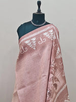 Peach Plain Crush Silk Saree  1