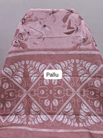 Peach Plain Crush Silk Saree  Pallu