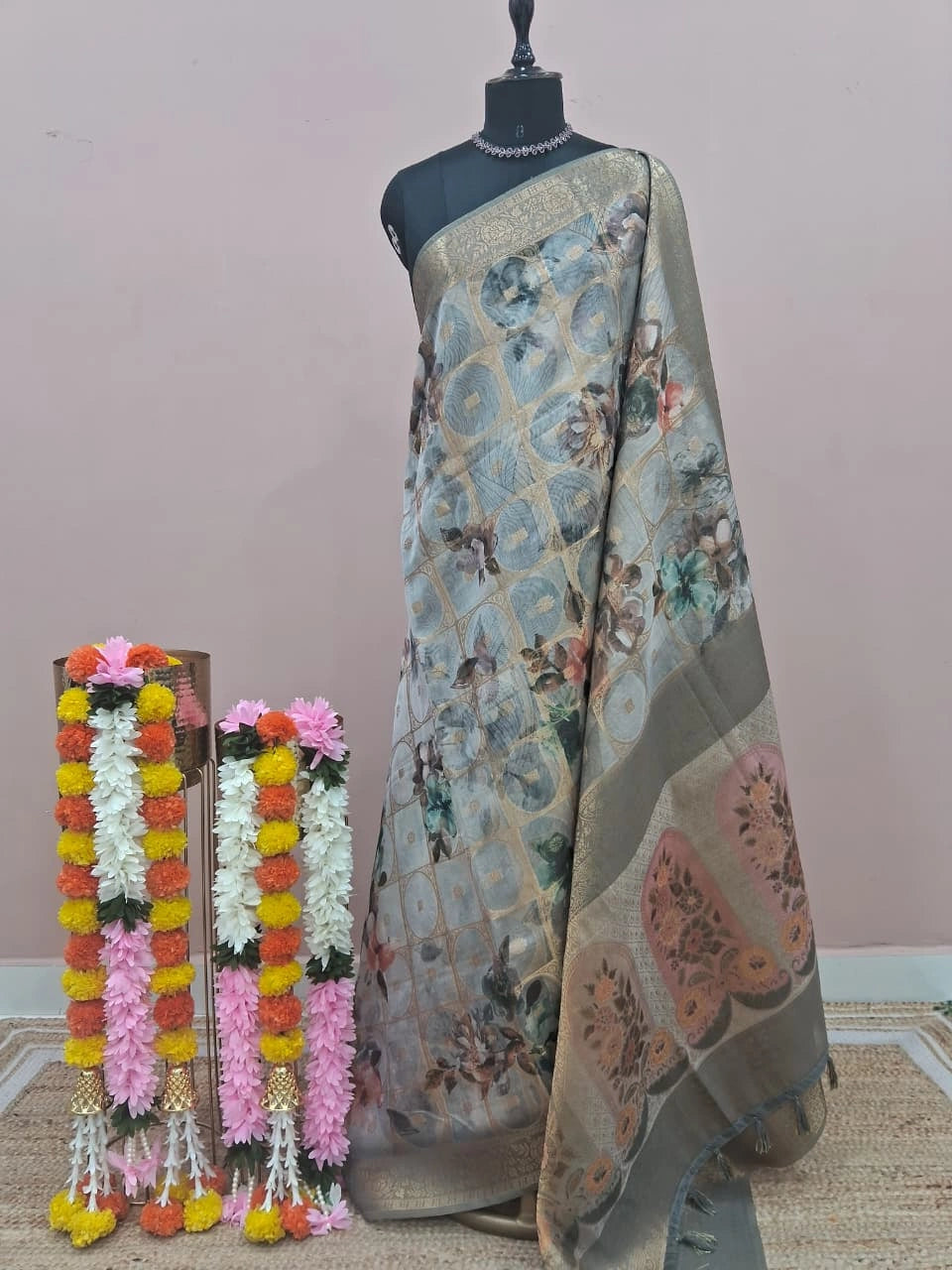 Light Baby Blue Organza Saree