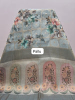 Light Baby Blue Organza Saree palu