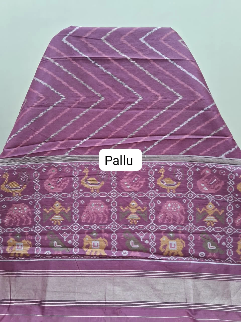 Onion Pink Raw Silk Saree Pallu