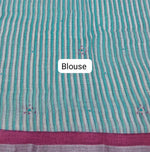 Sky Blue Pure Linen Saree Blouse