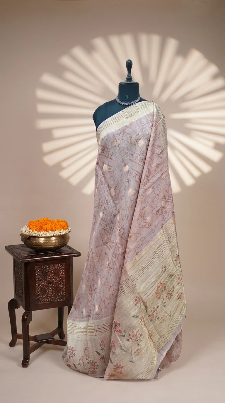 Peach Linen Saree