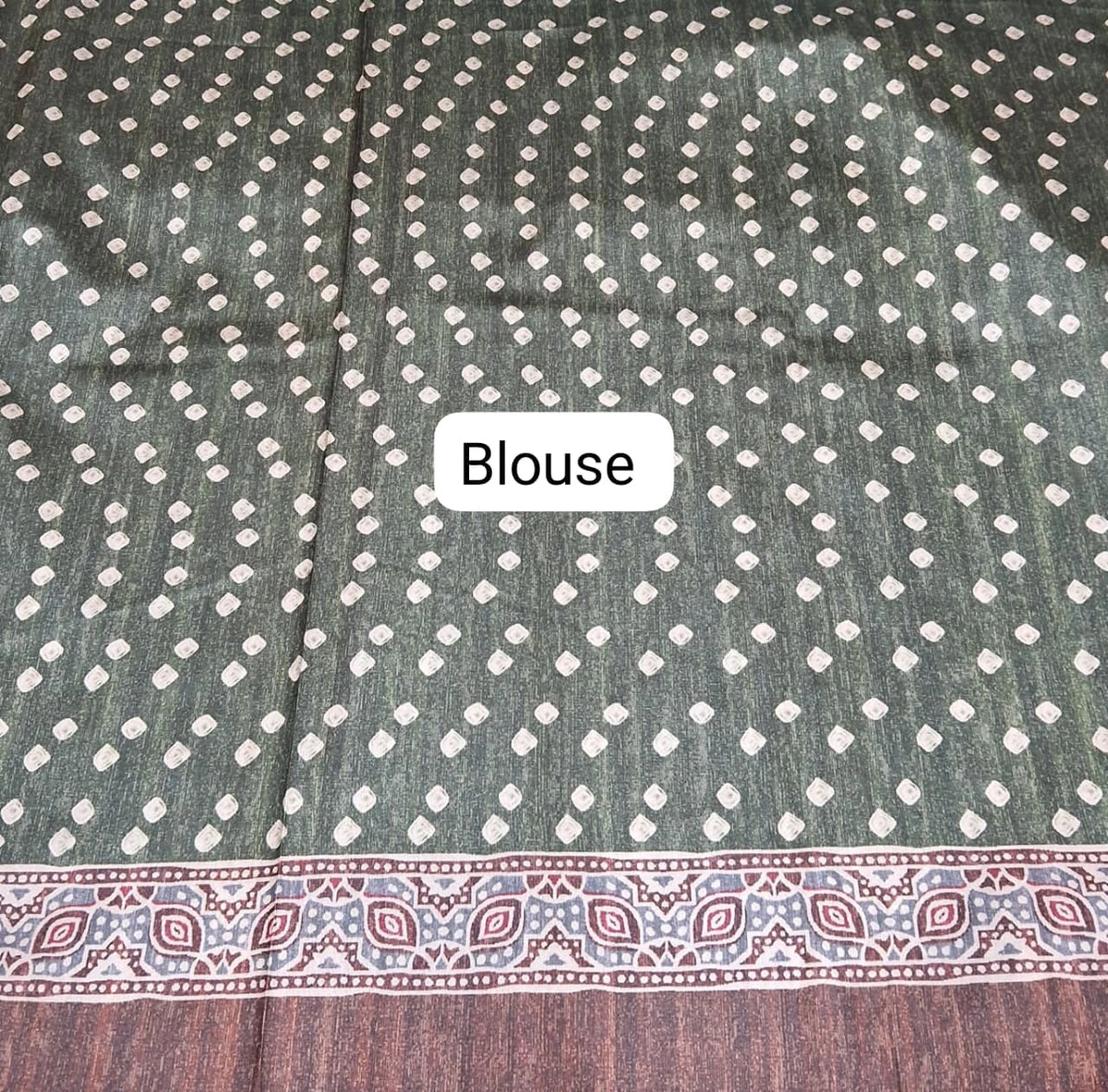 Chocolate Brown Tussar Crepe Silk Saree blouse